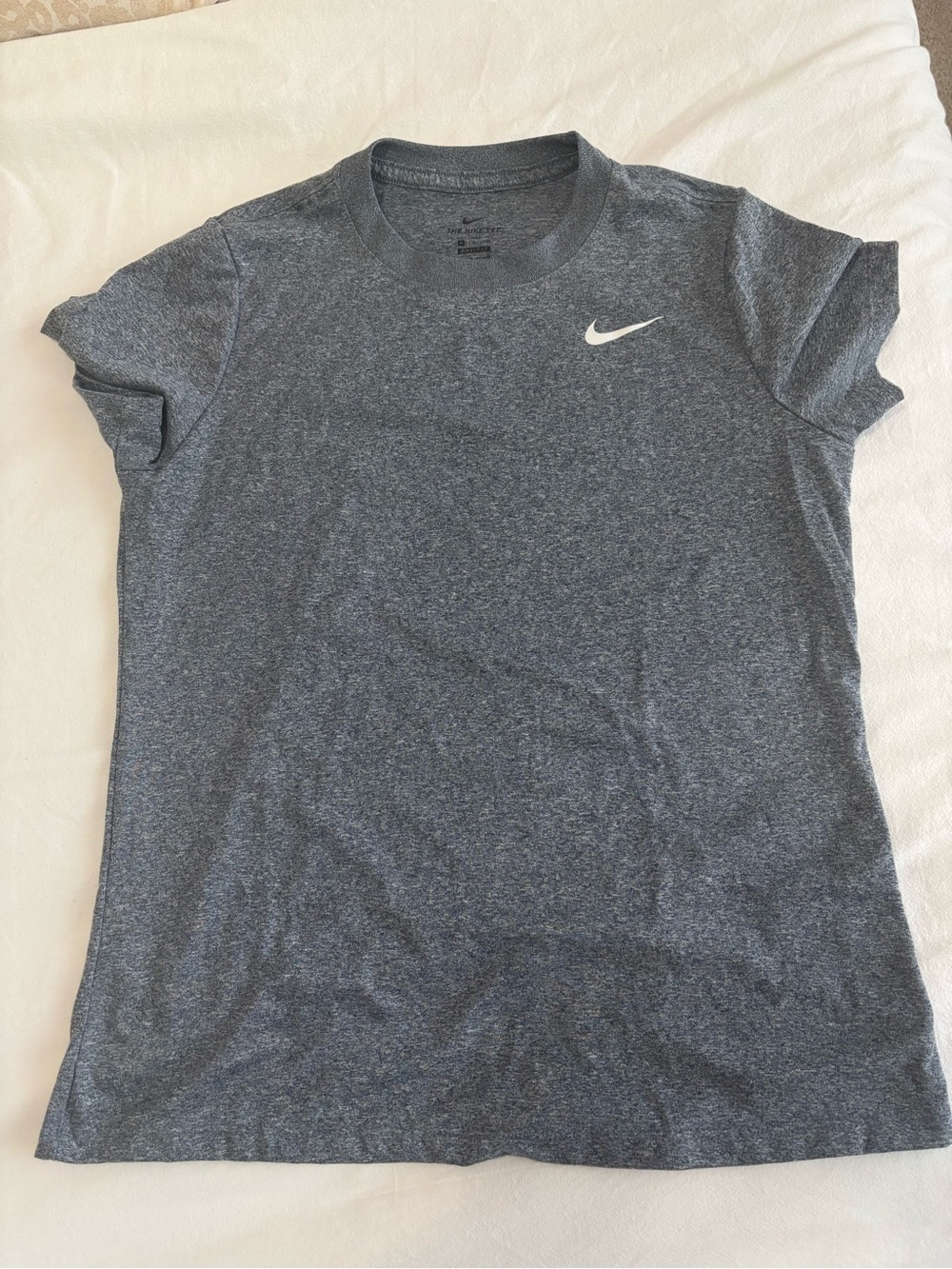 Nike Women’s Short Sleeve Dri-FIT Tee -  Heather blue/grey with White Swoosh
